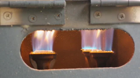 Gas combustion in a coffee roaster Stock Footage 141252605