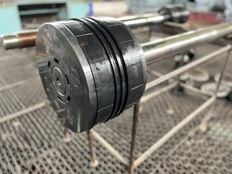 The gas compression piston in the compressor is a close-up Stock Photos