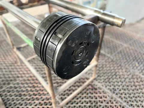 The gas compression piston in the compressor is a close-up Stock Photos