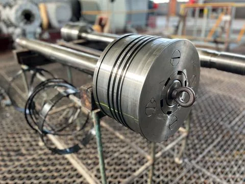 The gas compression piston in the compressor is a close-up Stock Photos