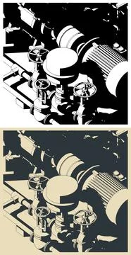 Gas compressor close-up Stock Illustration