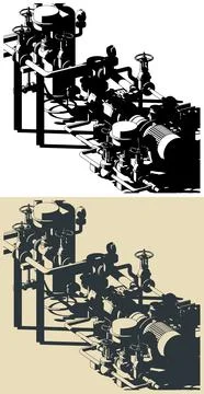 Gas compressor illustrations Stock Illustration