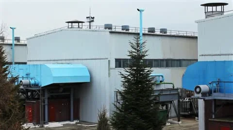 Gas Compressor Station Panorama Left Video stock 10790430