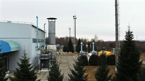 Gas Compressor Station Panorama Right Video stock 10790434