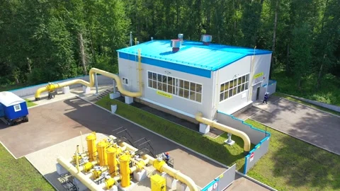 Gas control point. View from the drone. Stock Footage 139710203