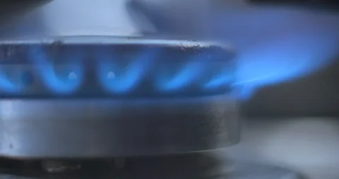 Gas cooker 4K close-up switch on Stock Footage 97090095