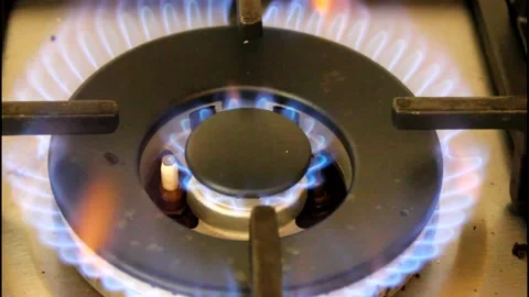 Gas cooker burning away. Stock Footage 152494301