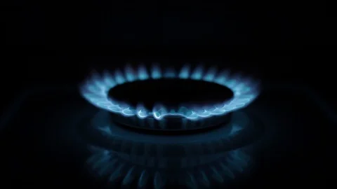 Gas cooker ring burning blue 库存影片 116504448