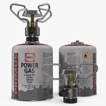 Gas Cylinder with Camping Stove 3D Model 3D Model