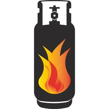 Gas cylinder. Danger of explosion. Vector black image. Stock Illustration