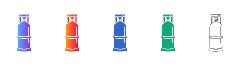 Gas Cylinder Gradient Vector Icon Set Stock Illustration