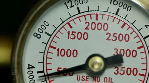 Gas cylinder pressure gauge going up and down Stock Footage