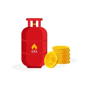 Gas Cylinder with US Dollar Stack Energy Cost Vector Illustration Ilustración de archivo