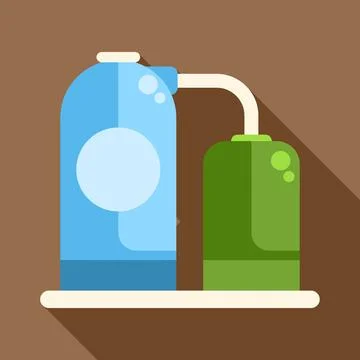 Gas cylinders connecting process flat design illustration Stock Illustration