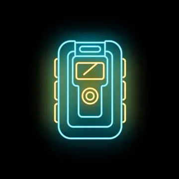Gas detector neon light icon for safety and quality Stock Illustration