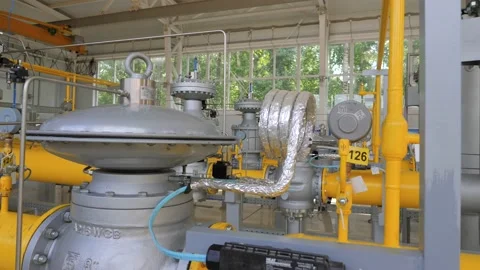 Gas distribution point. Close-up. Gas pipes. Stock Footage 139710330