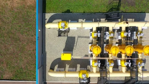 Gas distribution point. View from above. Video stock 139710420