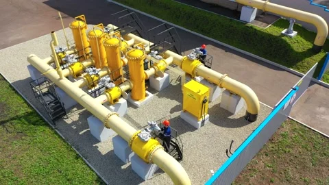 Gas distribution point. Workers carry out diagnostics. Stock Footage 139710486