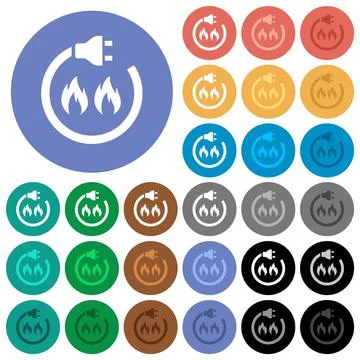 Gas energy round flat multi colored icons Ilustración de archivo