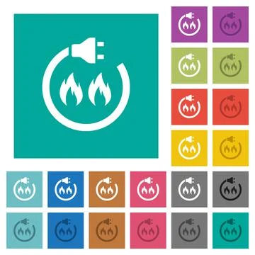 Gas energy square flat multi colored icons イラスト素材