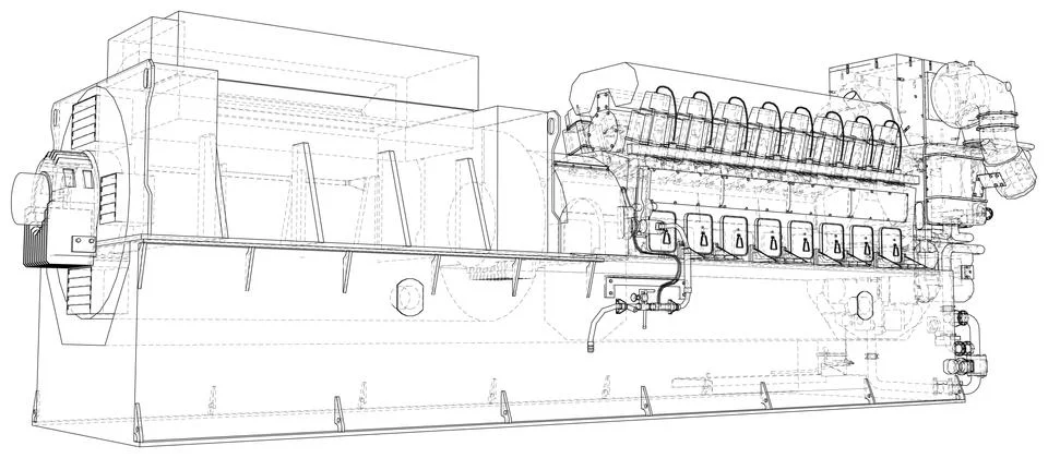 Gas-engine. Gas engine is an internal combustion engine which runs on a gas fuel 스톡 일러스트