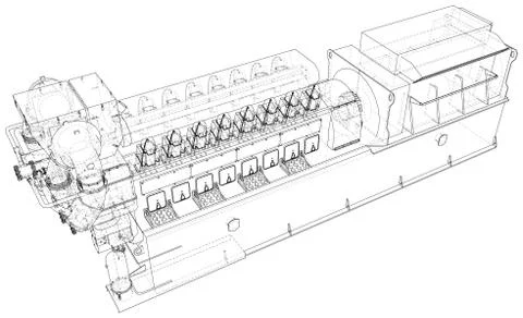 Gas-engine. Gas engine is an internal combustion engine which runs on a gas fuel Stock-Illustration