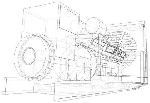 Gas-engine. Gas engine is an internal combustion engine which runs on a gas fuel Stock Illustration