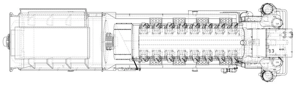 Gas-engine. Gas engine is an internal combustion engine which runs on a gas fuel Stock Illustration