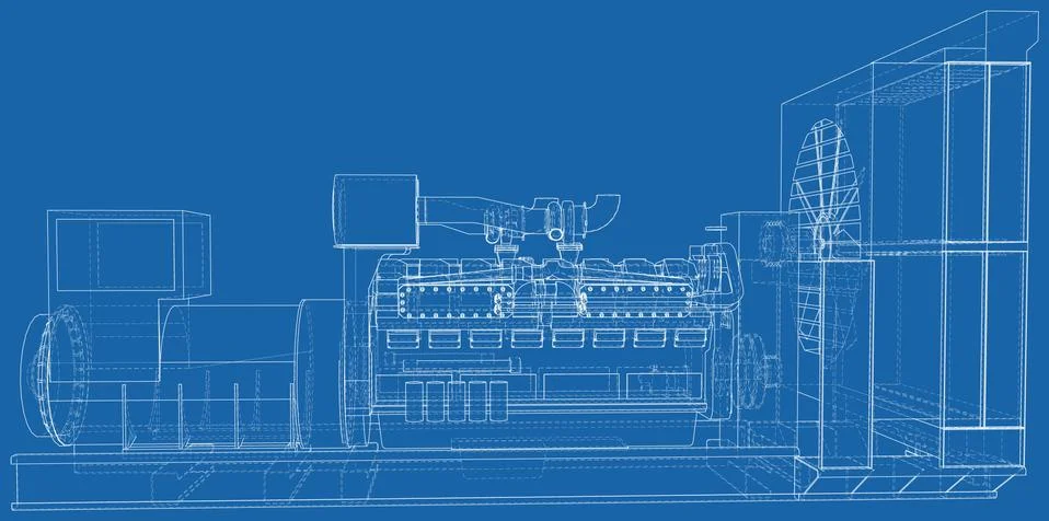 Gas-engine. Gas engine is an internal combustion engine which runs on a gas fuel Stock Illustration