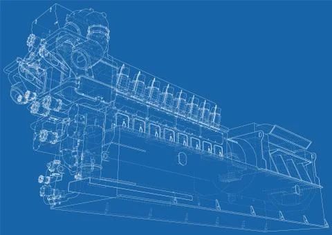 Gas-engine. Gas engine is an internal combustion engine which runs on a gas fuel 库存插图