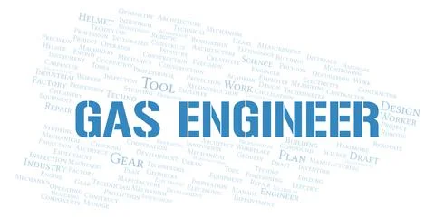Gas Engineer typography word cloud create with the text only Stock Illustration