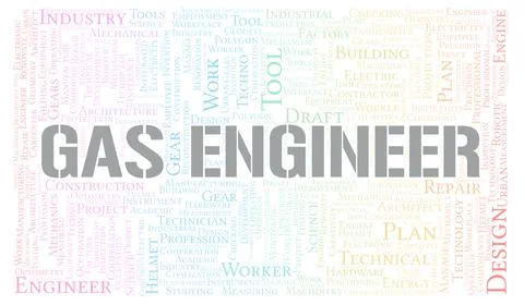 Gas Engineer typography word cloud create with the text only Stock Illustration
