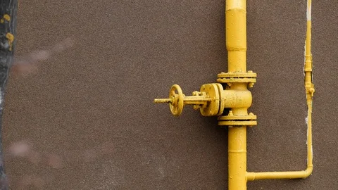 Gas faucet on the background of the wall Stock Footage 90422158