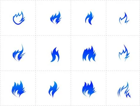 Gas fire icon set Stock Illustration