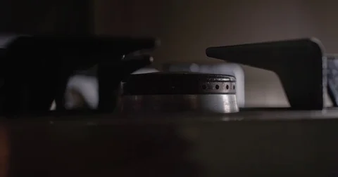 Gas fire kitchen indoor closeup Stock Footage 72564706