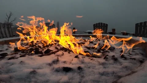Gas Fire pit in snow Stock Footage 335274903