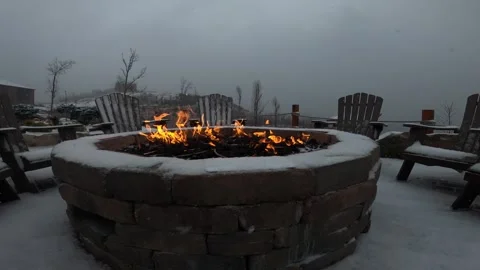 Gas Fire pit in snow Stock Footage 335274910