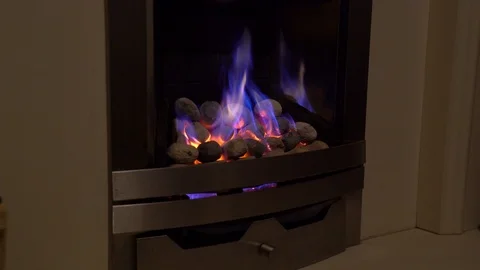 Gas fire from the side close-up Stock Footage 85534264