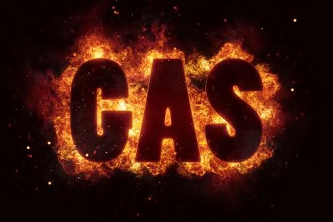 Gas fire text flame flames burn burning hot explosion Stock Illustration