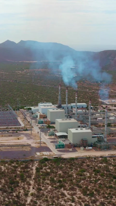 Gas Fired Power Plant Between La Paz and Todos Santos, Mexico Stock Footage 345349451