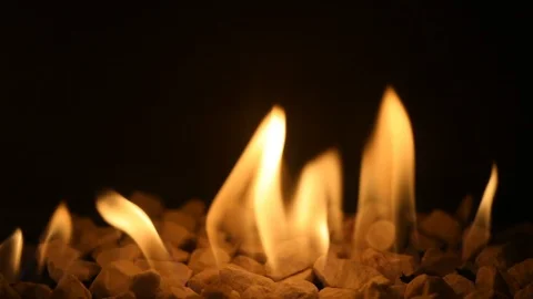 Gas fireplace with burning fire Stock Footage 86989898