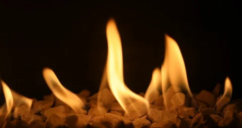 Gas fireplace with burning fire Stock Footage 86990199