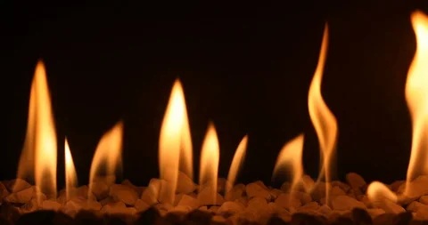 Gas fireplace with burning fire Stock Footage 86990209