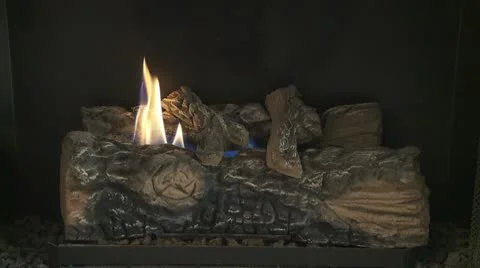 GAS FIREPLACE TURNING ON Stock-Footage 10605156