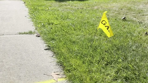 Gas flag on ground indicates lines 스톡 동영상 261710344