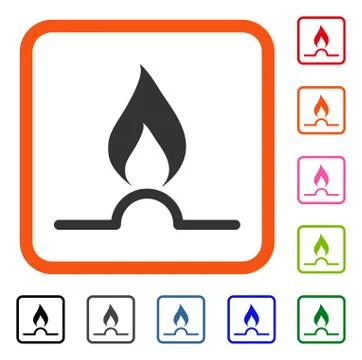Gas Flame Framed Icon Stock Illustration