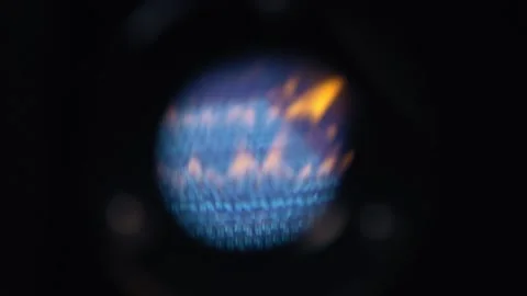 Gas Flame inside Coffee Roaster Stock Footage 144890761