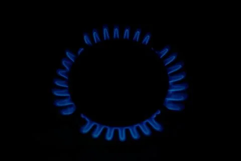 Gas flame isolated on black background Stock Photos