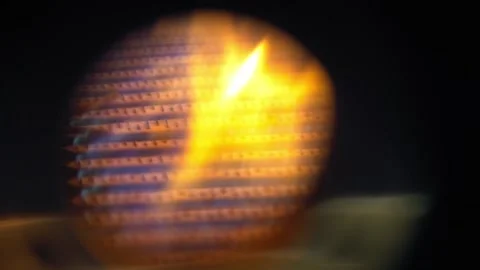 Gas Flame turns on inside Coffee Roaster in slow motion Stock Footage 144890746