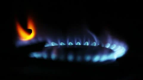 Gas Flames 03 Changing Intensity then turn off closeup  Stock Footage 10744445